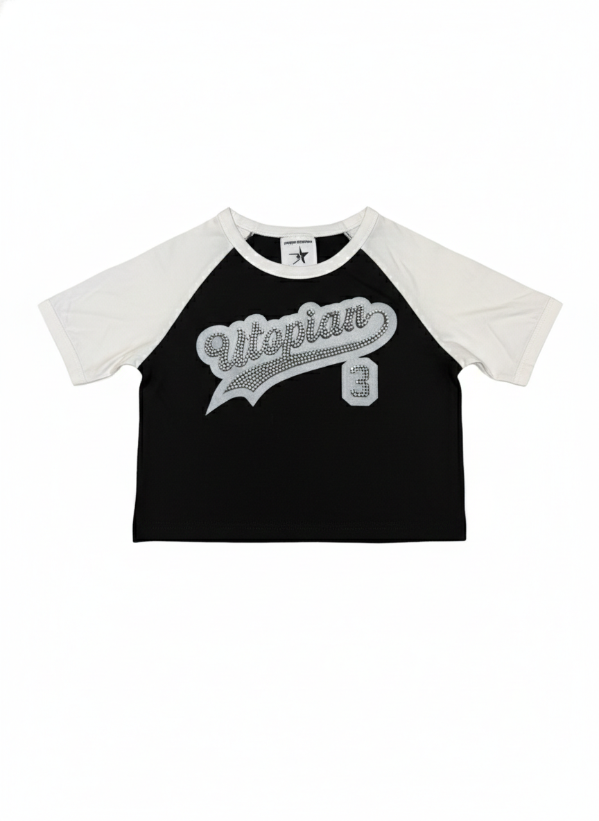 “REVERSE” UTOPIAN RHINESTONE BABY TEE