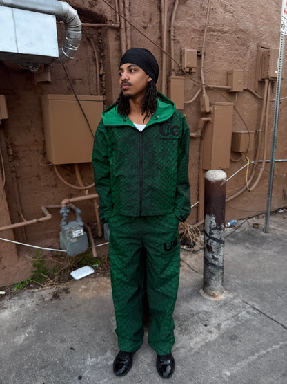 GREEN SNAKESKIN REVERSIBLE RAIN JACKET