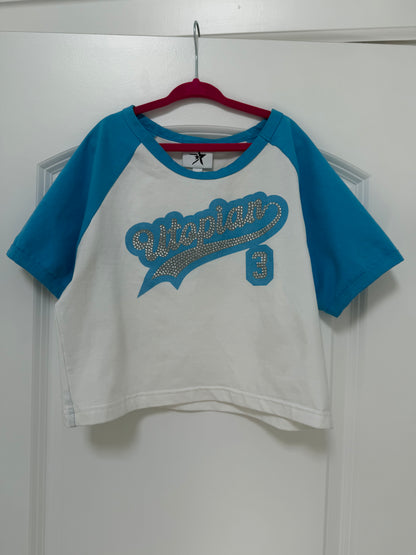 “BLUE COTTON CANDY” UTOPIAN RHINESTONE BABY TEE
