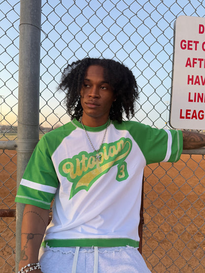 “BRAZIL” UTOPIAN RHINESTONE BASEBALL TEE