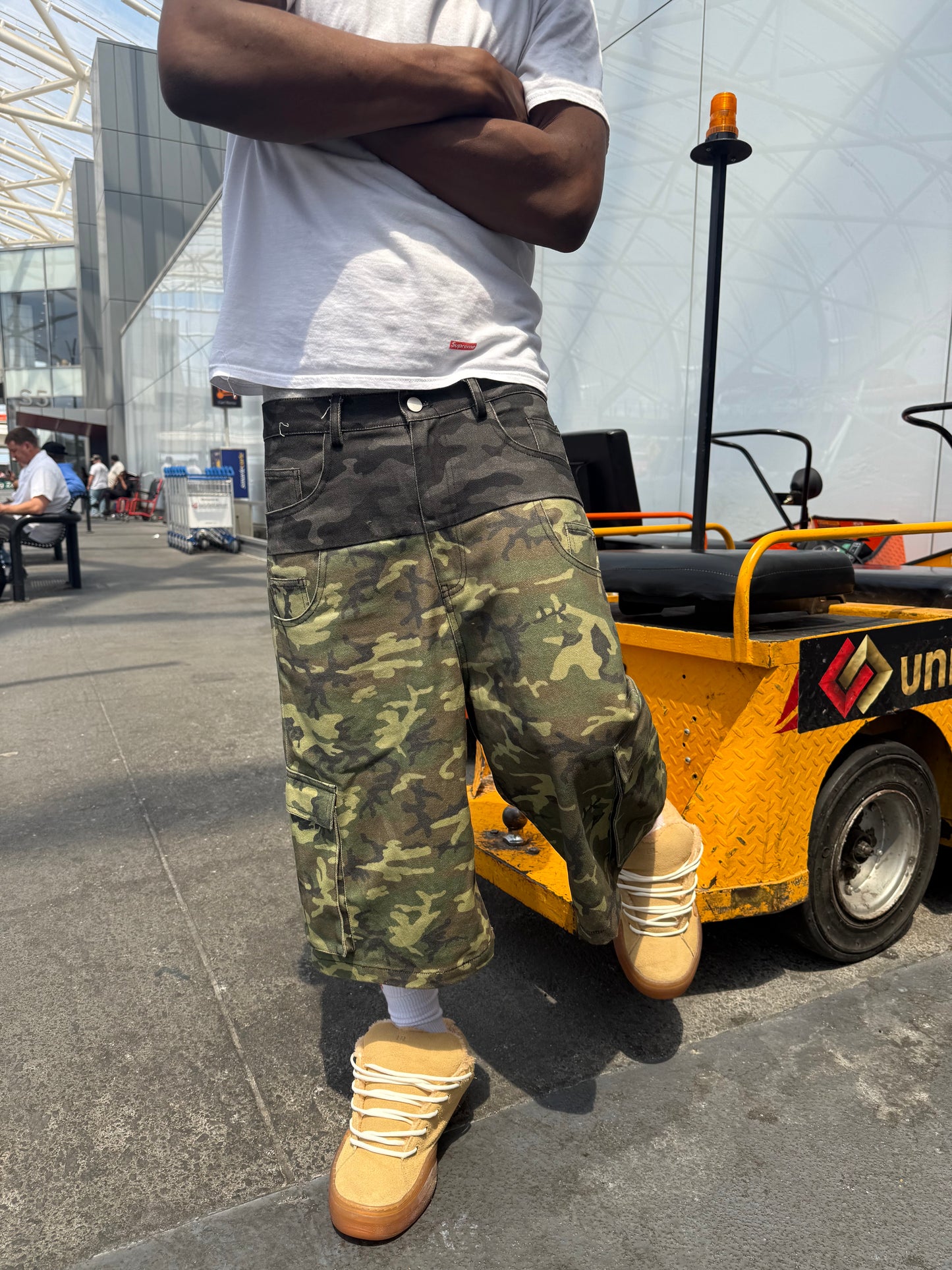 “DAWN” MULTI-CAMO DOUBLE-POCKET CARGO SHORTS