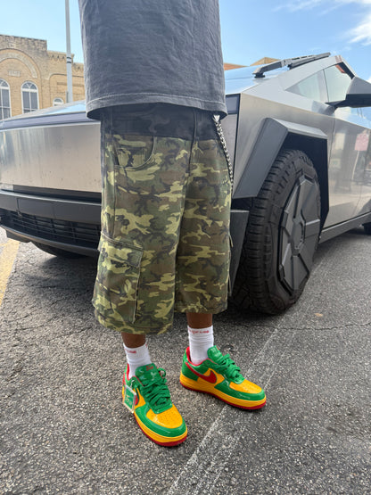 “DAWN” MULTI-CAMO DOUBLE-POCKET CARGO SHORTS
