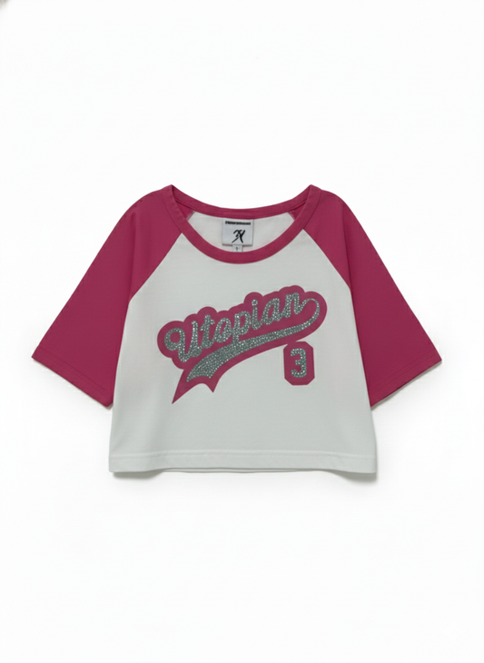 “PINK BUBBLEGUM” UTOPIAN RHINESTONE BABY TEE
