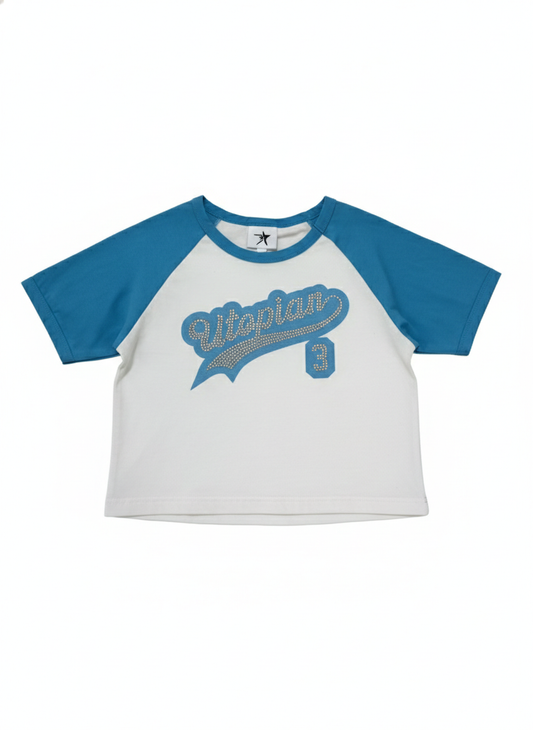 “BLUE COTTON CANDY” UTOPIAN RHINESTONE BABY TEE