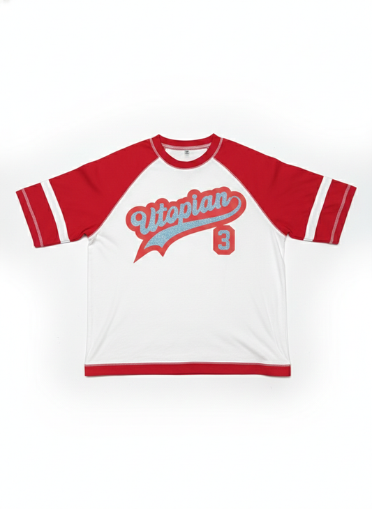 “CHERRY” UTOPIAN RHINESTONE BASEBALL TEE